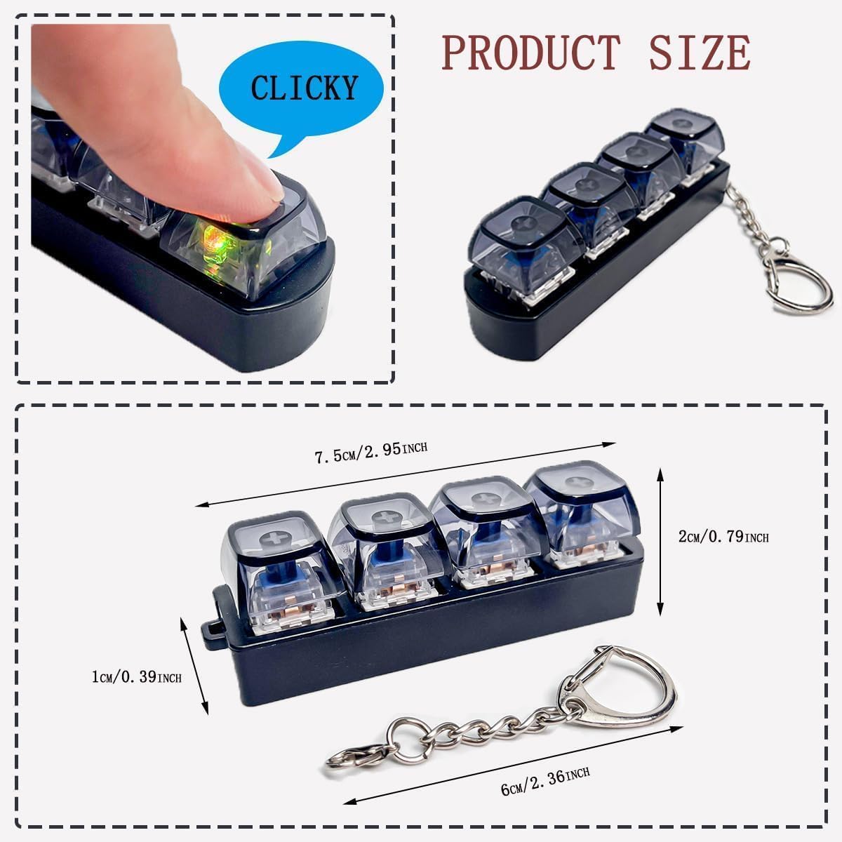 LED  Keyboard Switch Fidget Keychain